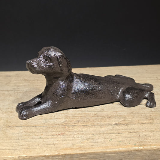 Cast Iron Lying Dog Doorstop – Vintage Style Figural Door Stop
