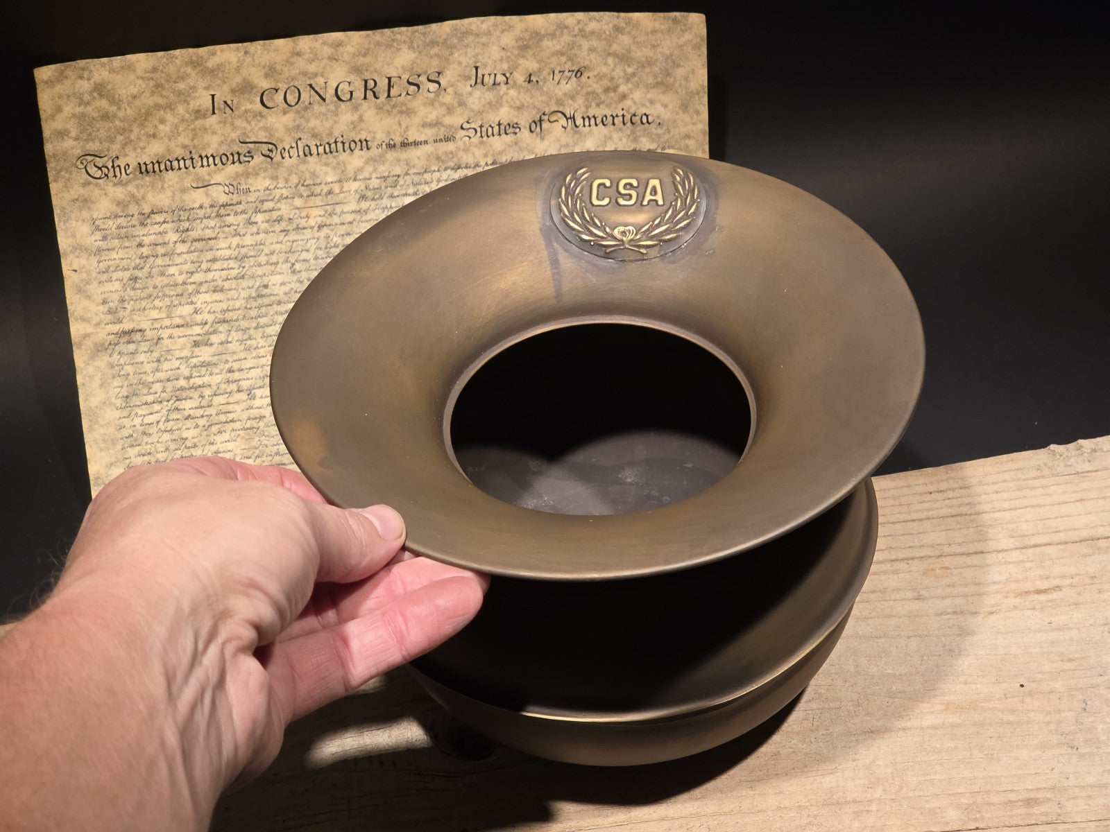 8 1/2" Antique Style Civil War Confederate Brass Spittoon Cuspidor