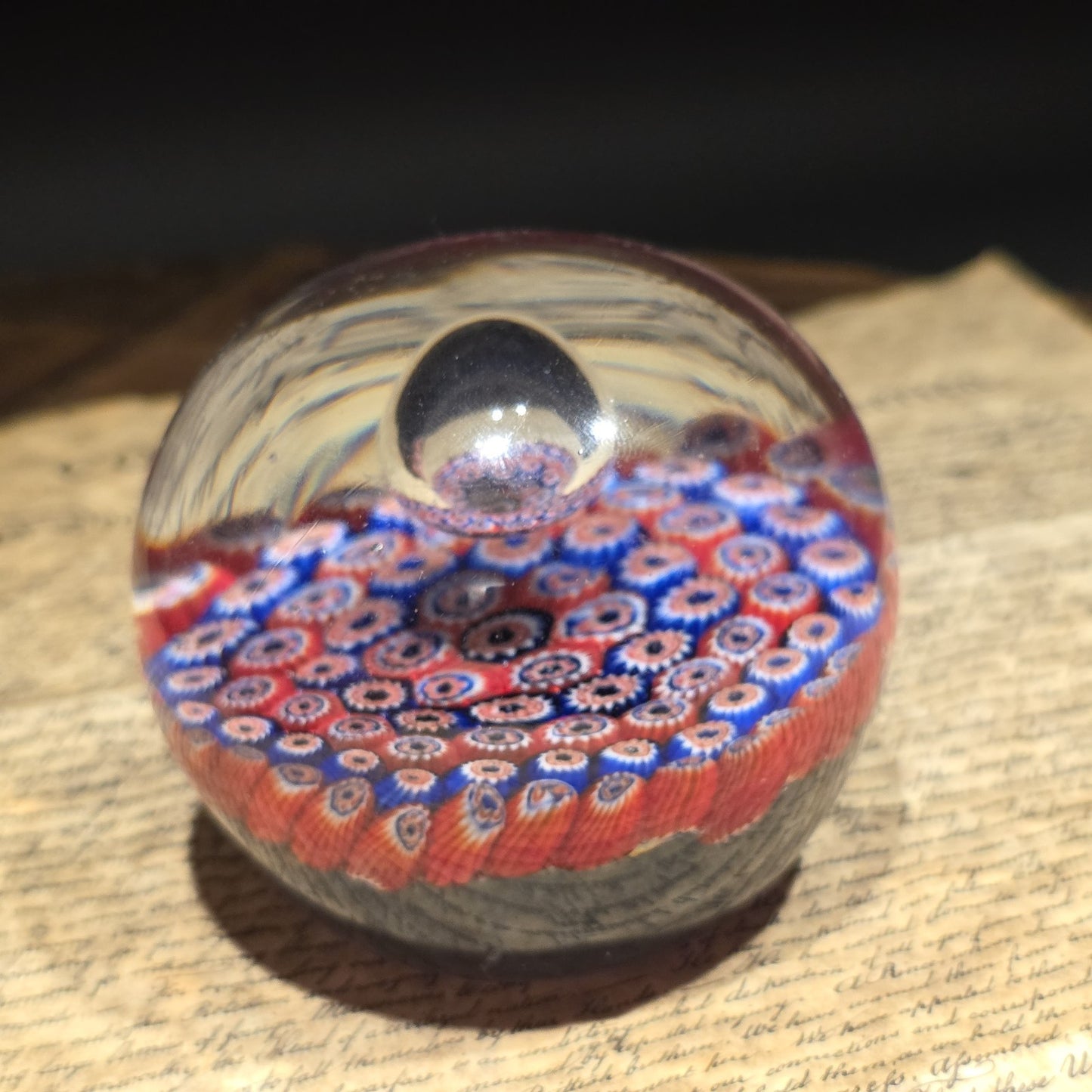Millefiori Art Glass Paperweight – Murano Style Cane Glass Desk Weight