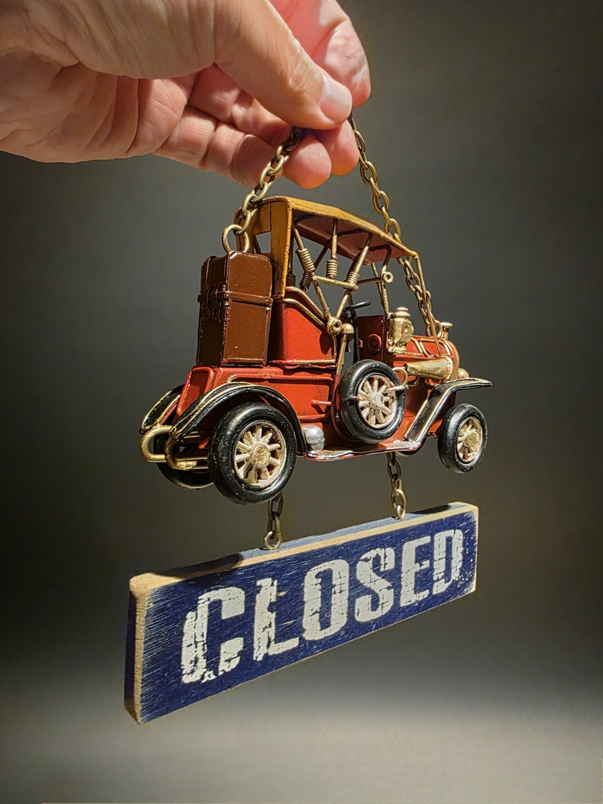 8" Vintage Style Wooden Open / Closed Hanging Sign Classic Car Design