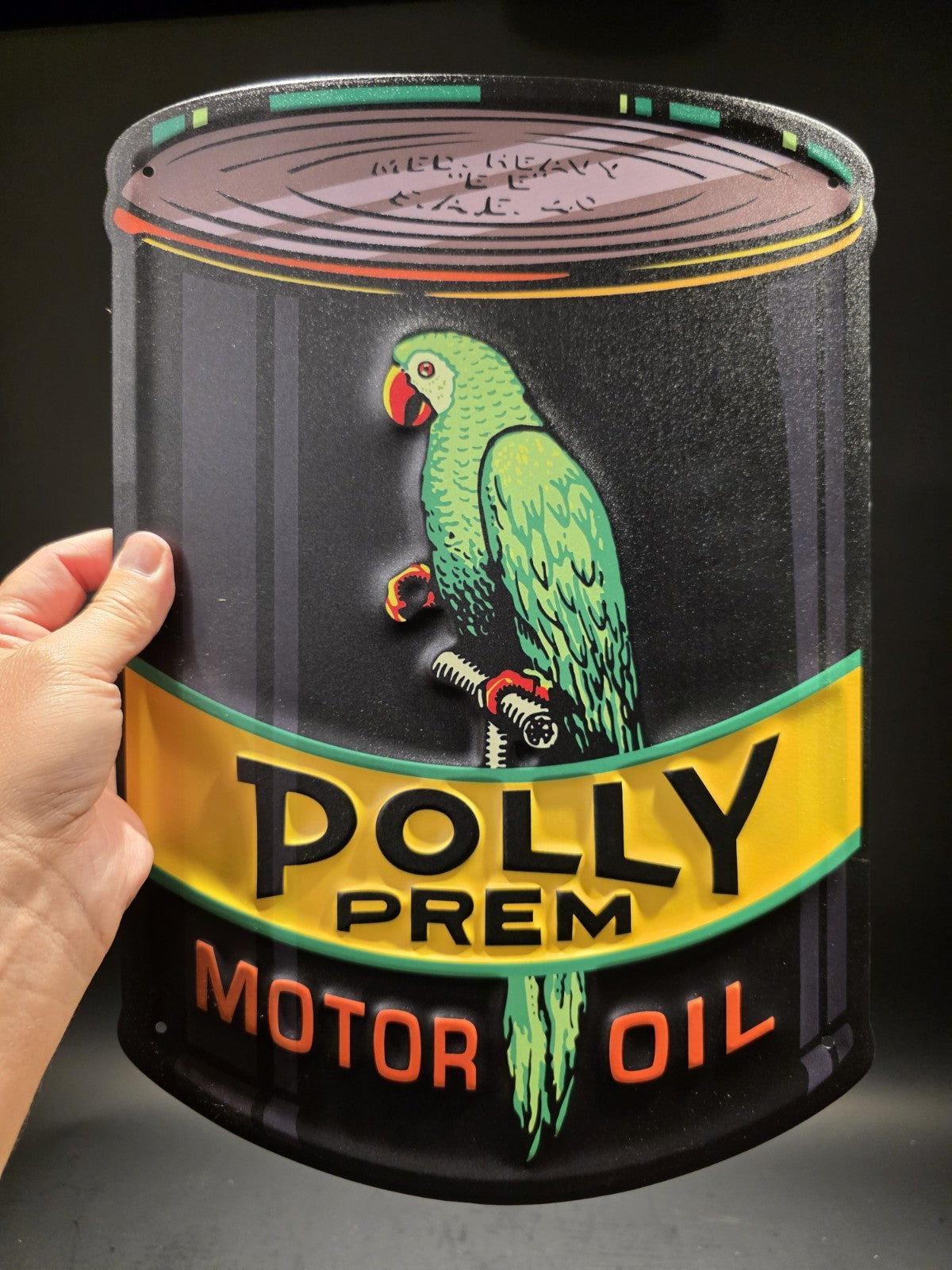 16" Metal Vintage Style Polly Motor Oil Sign
