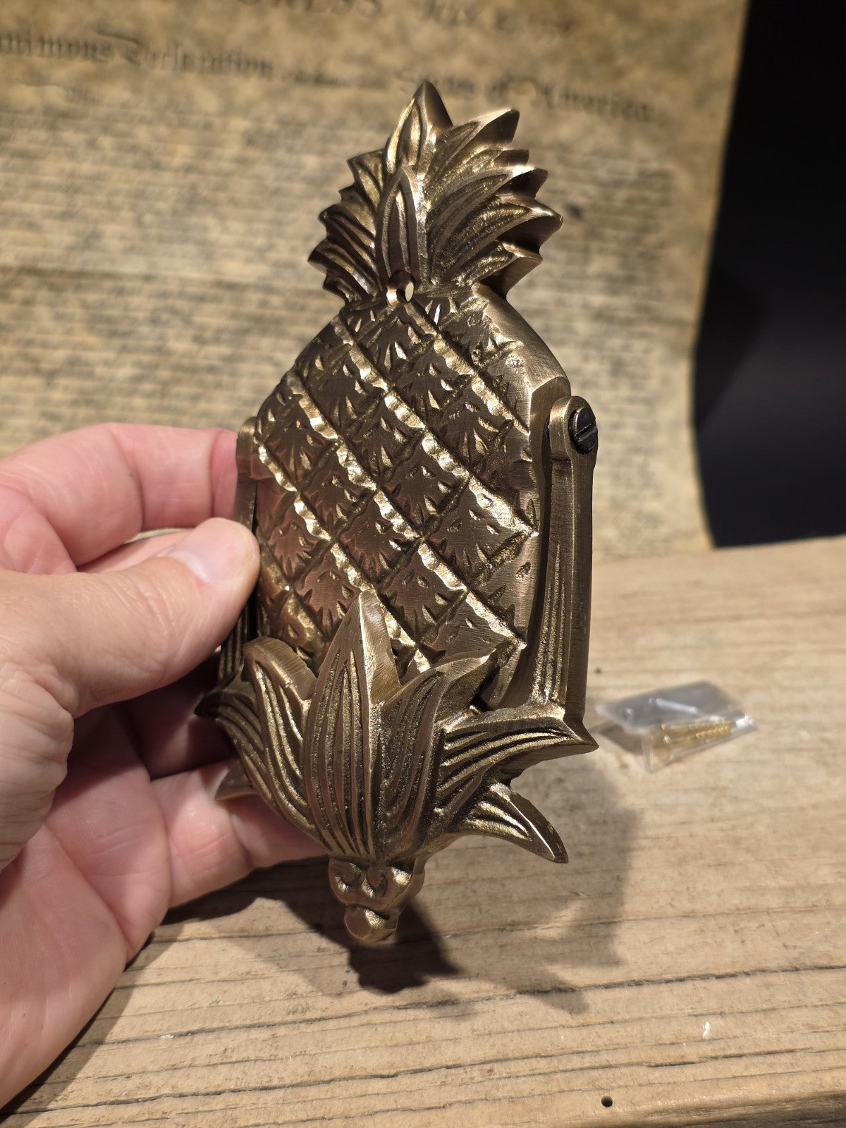 6" Vintage Style Solid Brass Pineapple Door Knocker Colonial Welcome Sign