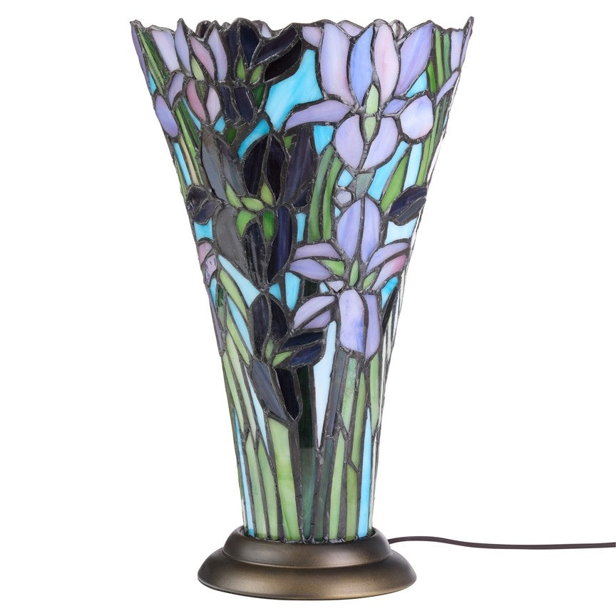 13.5"H Stained Glass Iris Up Light Table Lamp