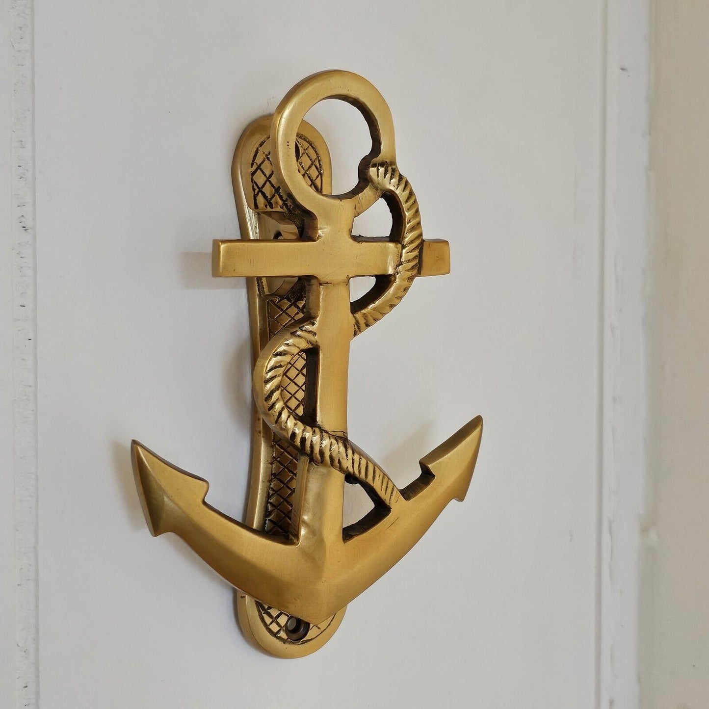 6-1/2" Antiqued Brass Anchor Door Knocker - Antique Vintage Style