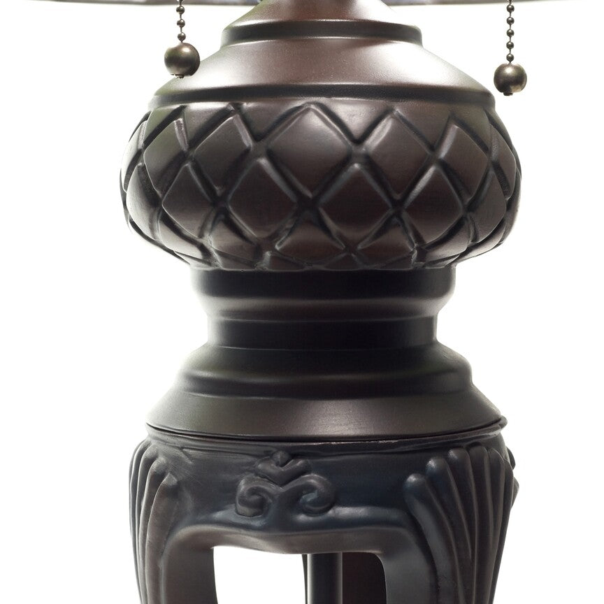 33.25"H Tulip Antique Style Stained Glass Table Lamp