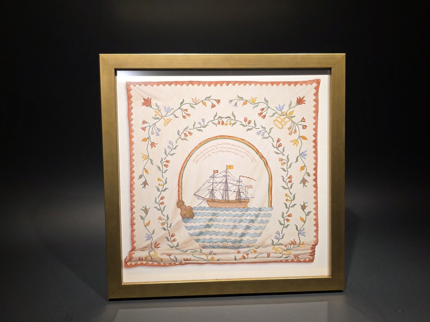 12x12 Vintage Style Ship Sampler Framed PRINT