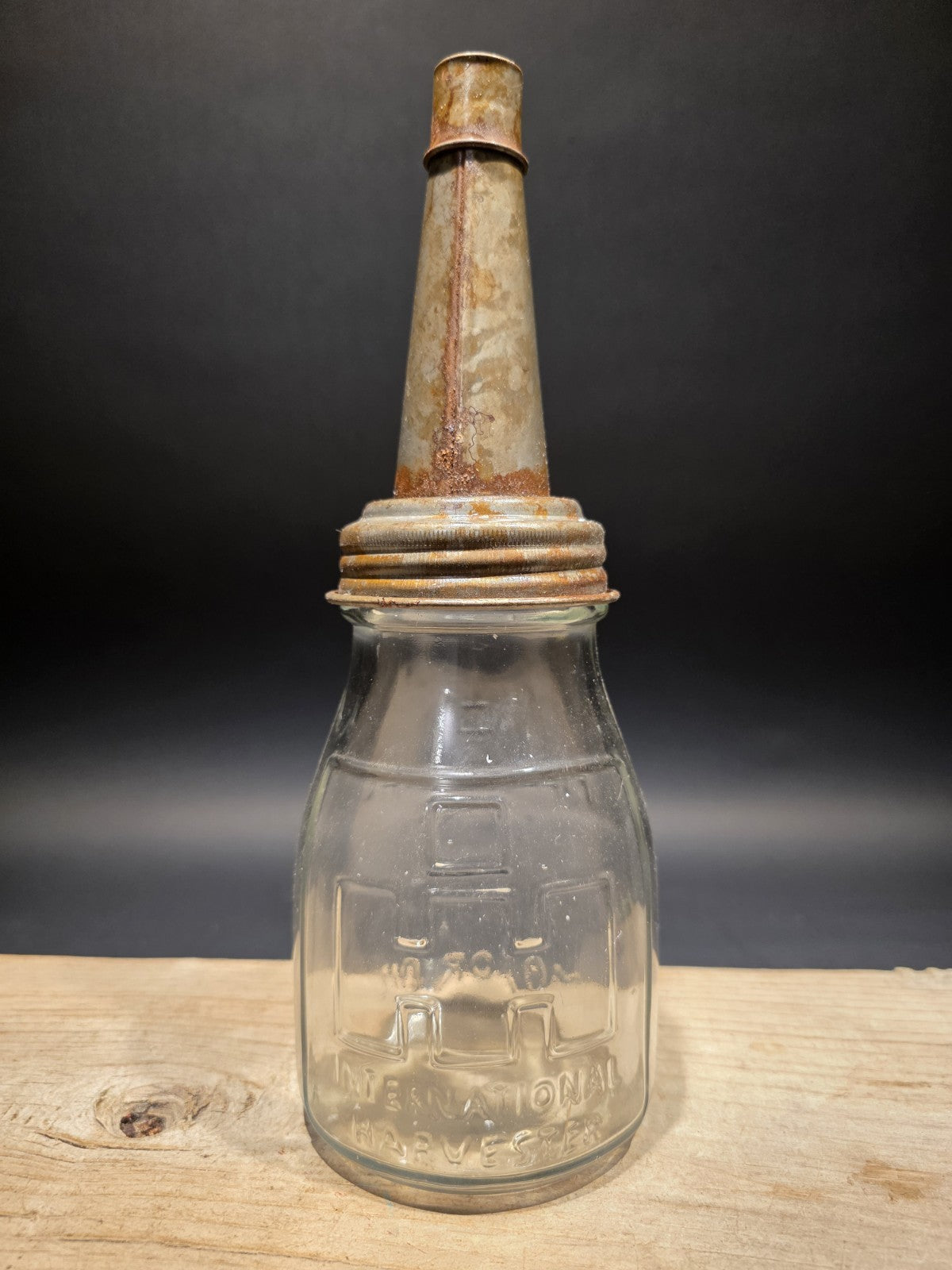 1930s Style Glass Farmall Oil Bottle w Spout