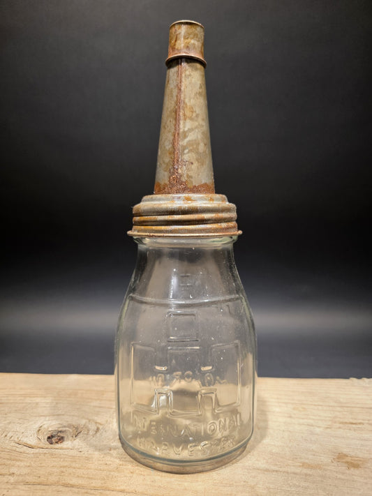 1930s Style Glass Farmall Oil Bottle w Spout
