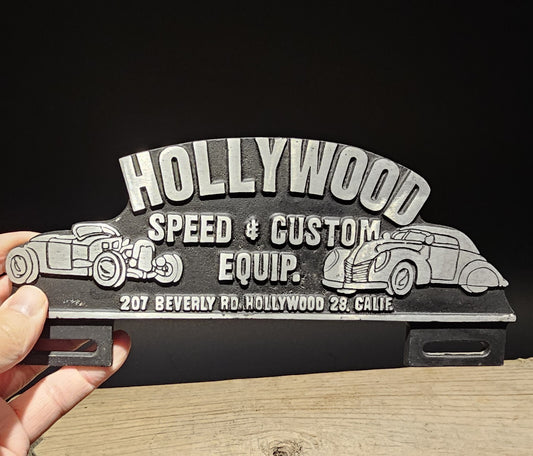 Vintage Style Aluminum Holywood License Plate Fob Topper
