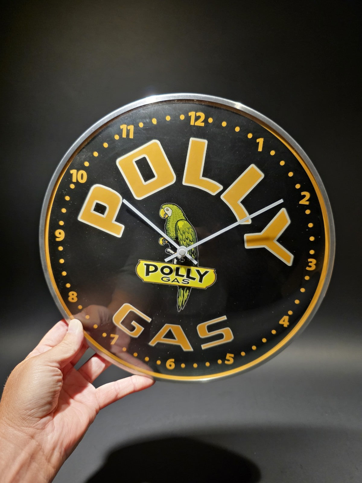 12" Antique Vintage Style Round Polly Gas Oil Wall Clock Sign
