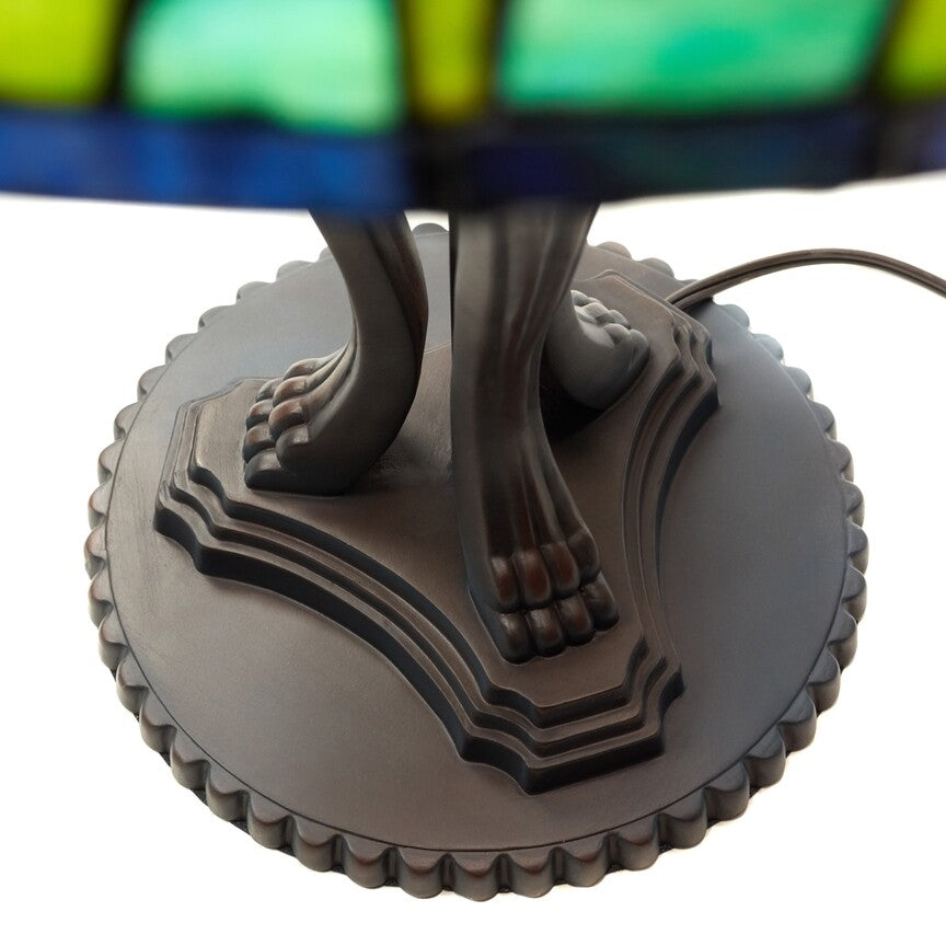 33.25"H Tulip Antique Style Stained Glass Table Lamp