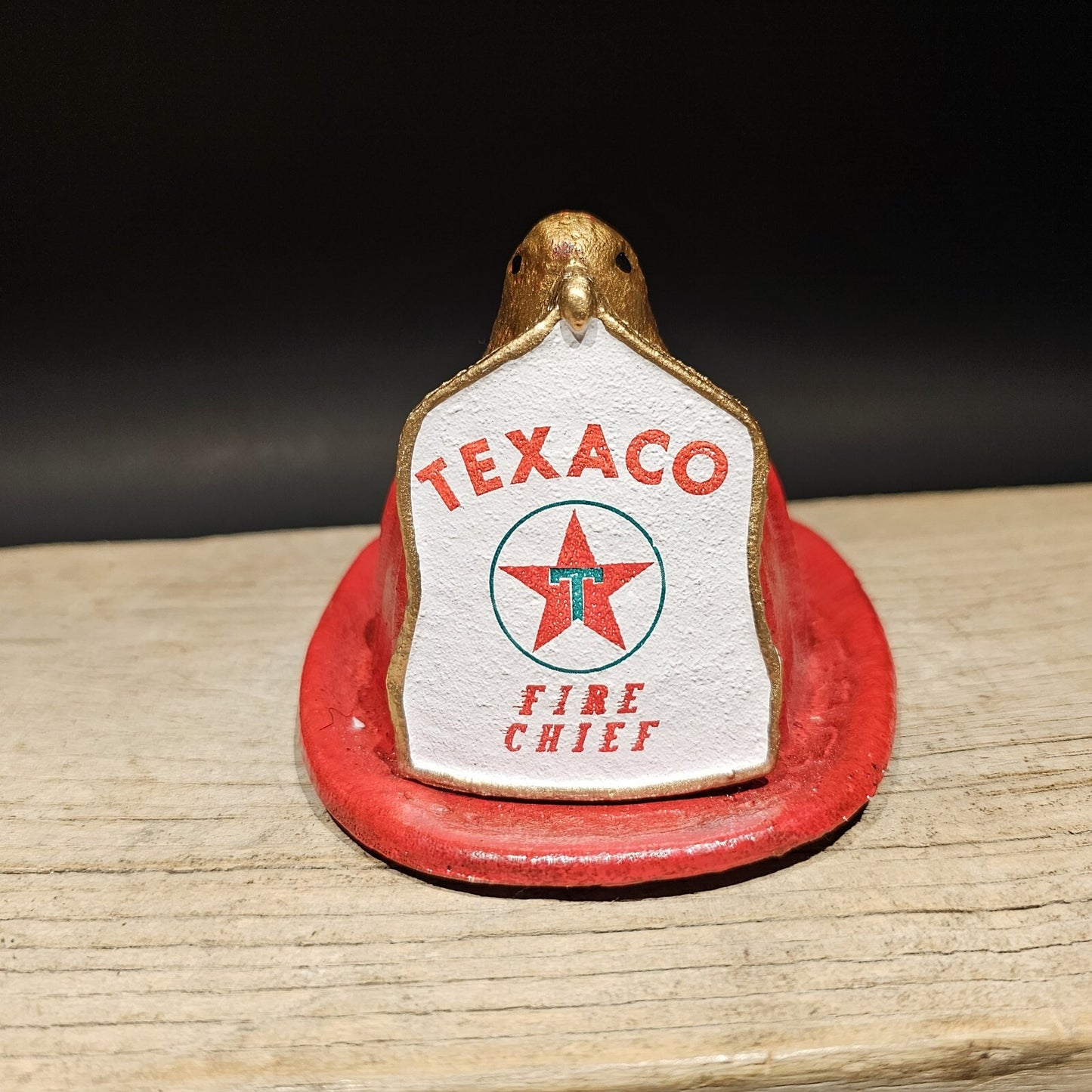 Antique Style Miniature Cast Iron Texaco Fireman Helmet