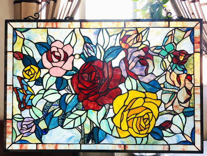 27" Stained Glass Window Hanging Panel Suncatcher