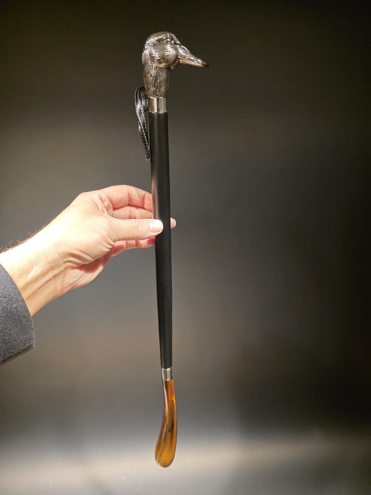22" Vintage Style Silver Duck Head Shoehorn