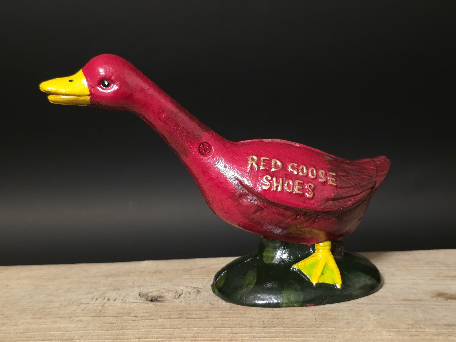 9" Vintage Style Red Goose Shoes Cast Iron Goose Bank  Advertising Bank