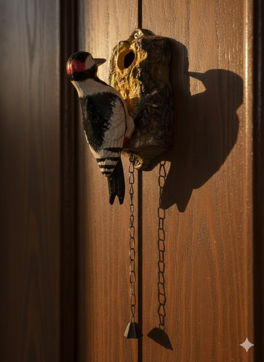 Vintage Style Folk Art Cast Iron Woodpecker Door Knocker