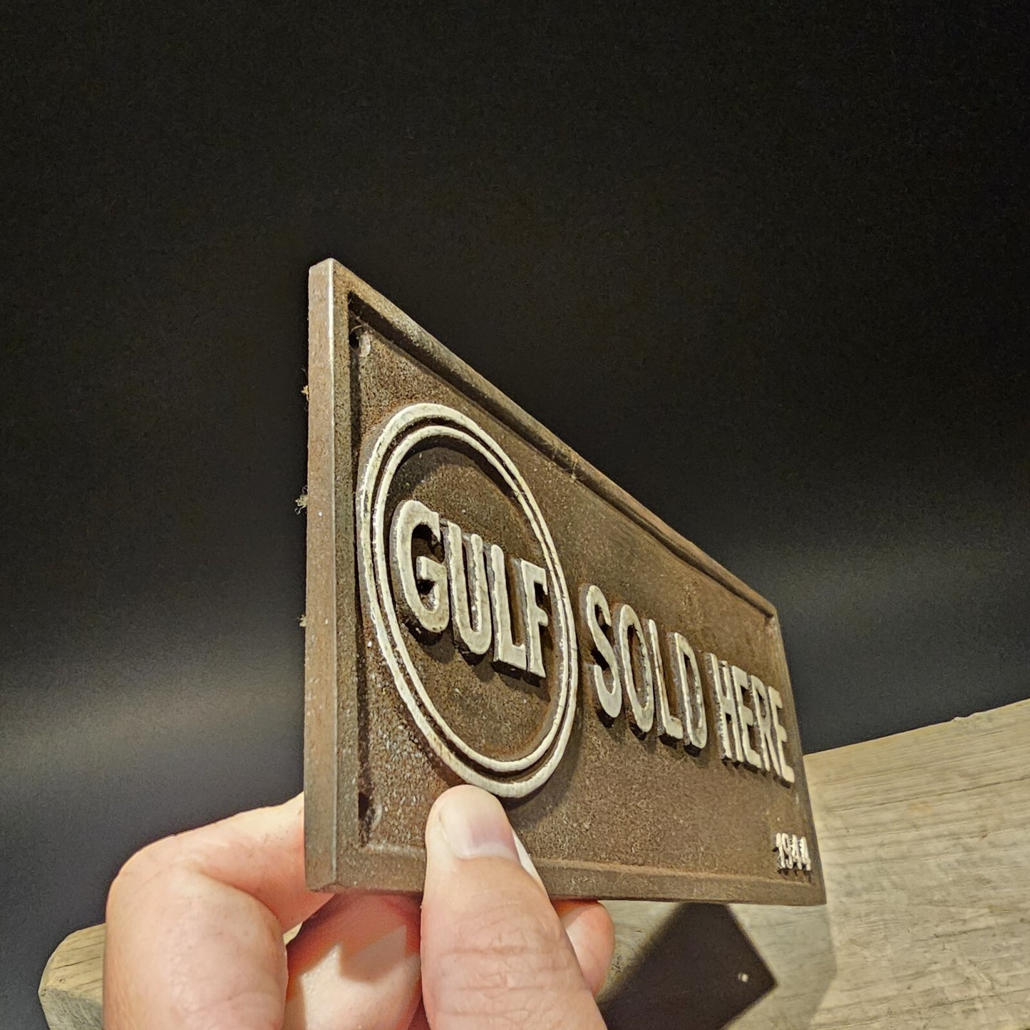 Antique Vintage Style Cast Iron Gulf Gas Oil Sign Plaque