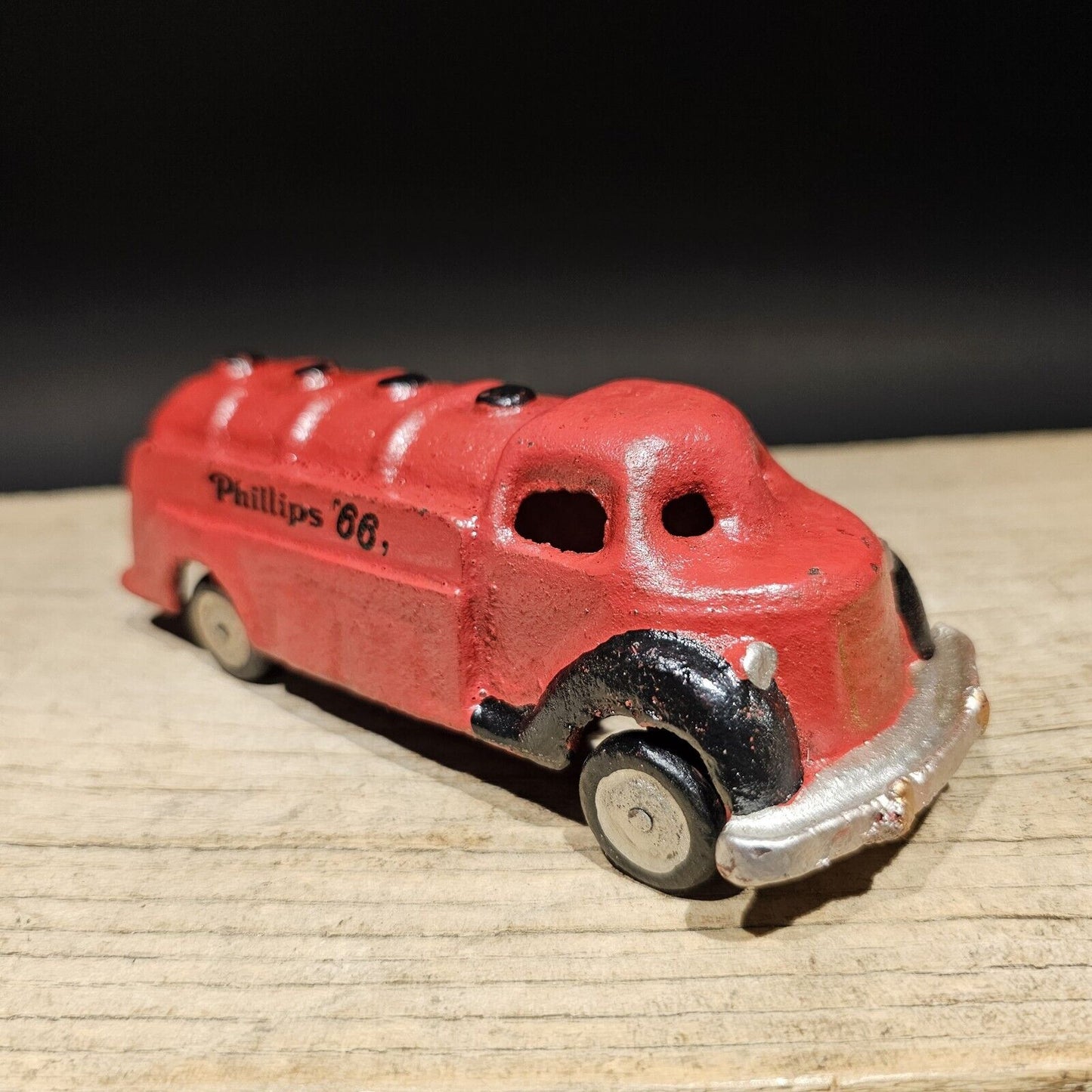 Vintage Style Red Cast Iron Toy Phillips 66 Car Delivery Van