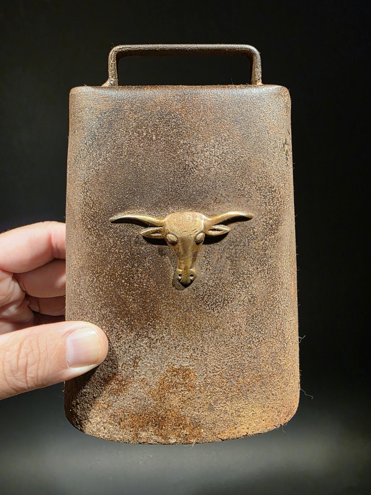 6 3/4" Primitive Vintage Antique Style Hand Wrought Iron Cow Bell