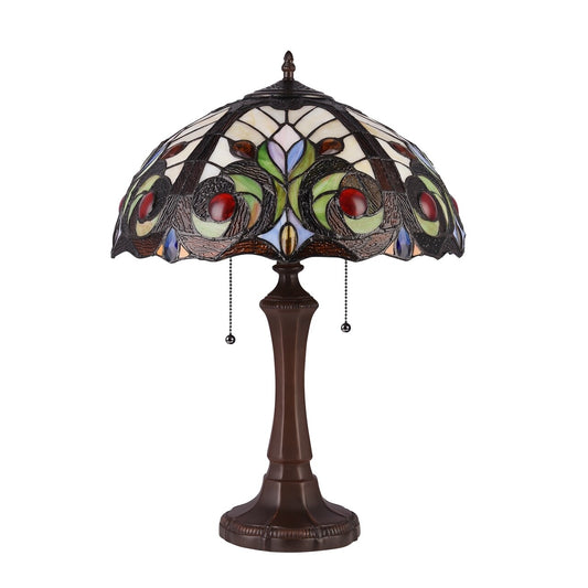 21.9" Antique Style Stained Glass Table Lamp 16.3" Shade
