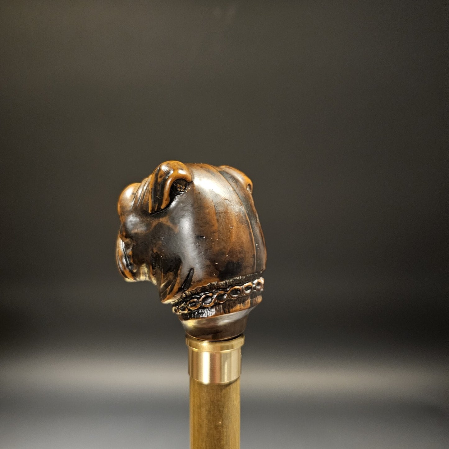 36" Antique Style Bulldog Dog Head Walking Stick Cane