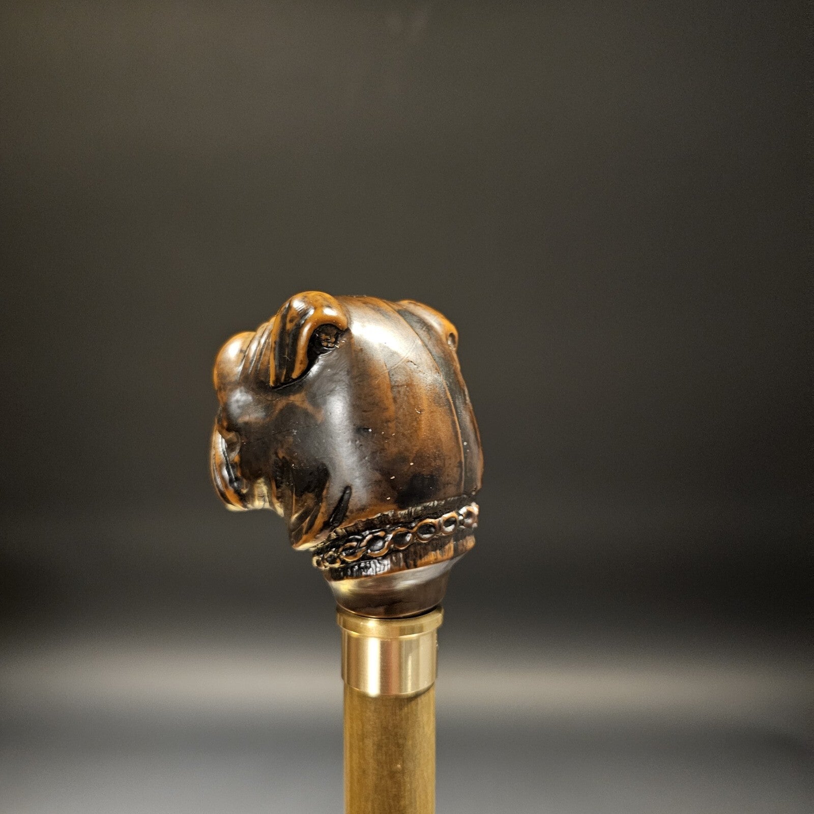 36" Antique Style Bulldog Dog Head Walking Stick Cane