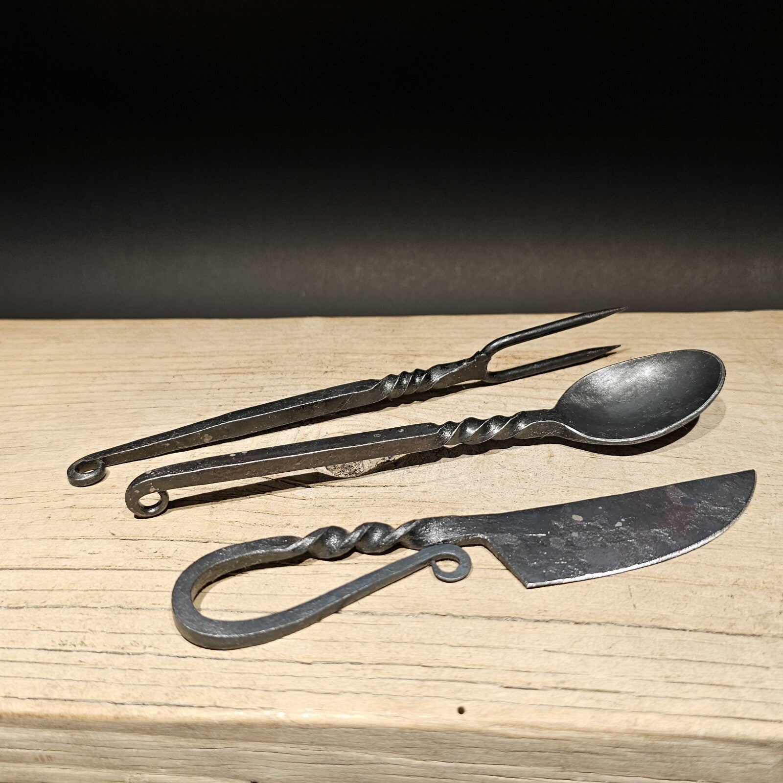 Flint Striker Style Custom Forged Knife Utensil Set