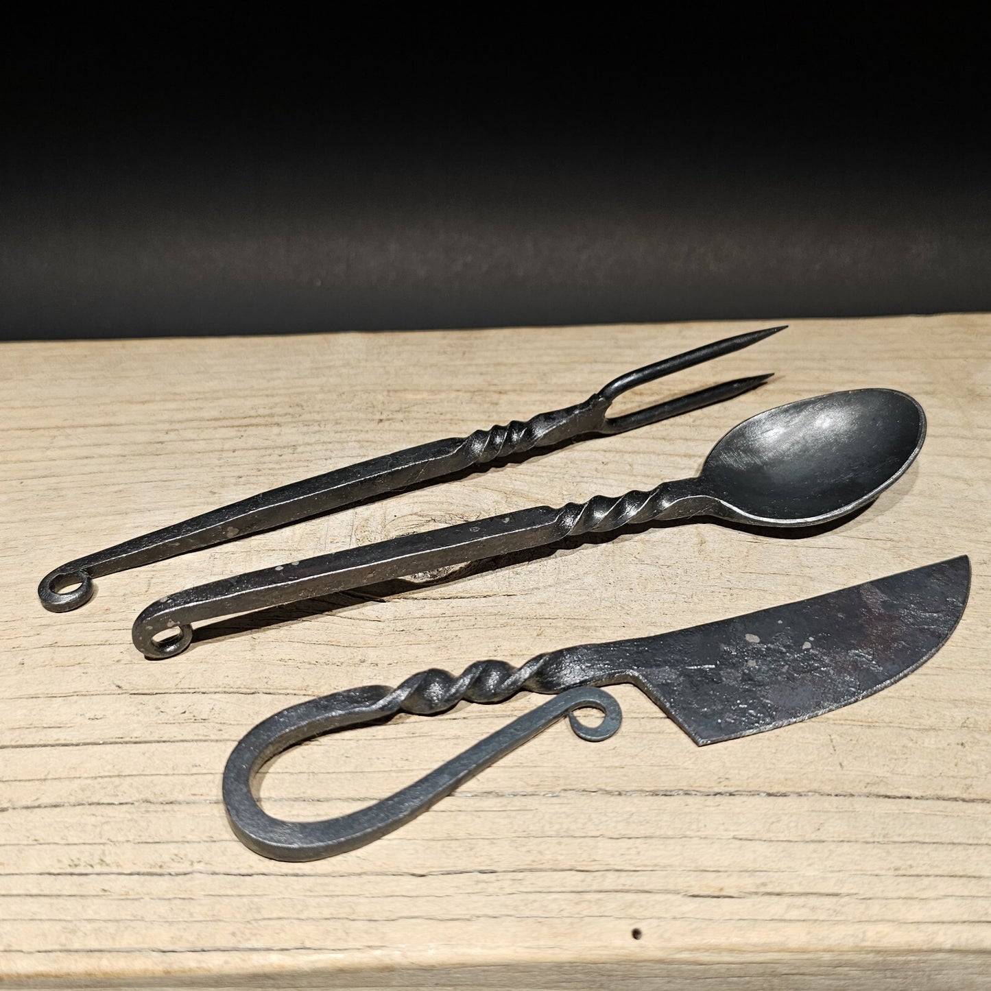 Flint Striker Style Custom Forged Knife Utensil Set