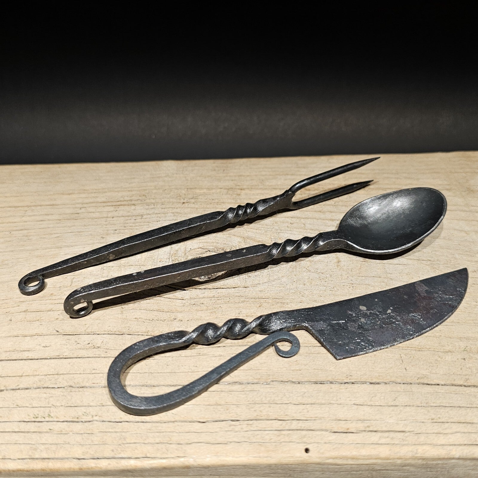 Flint Striker Style Custom Forged Knife Utensil Set