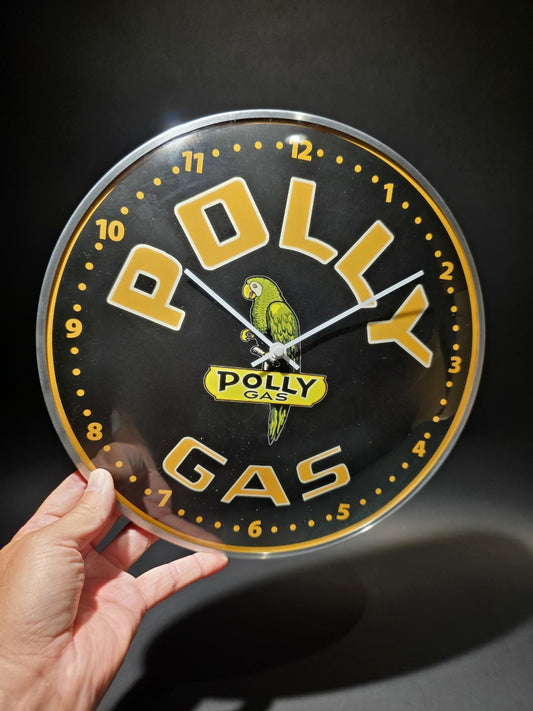 12" Antique Vintage Style Round Polly Gas Oil Wall Clock Sign