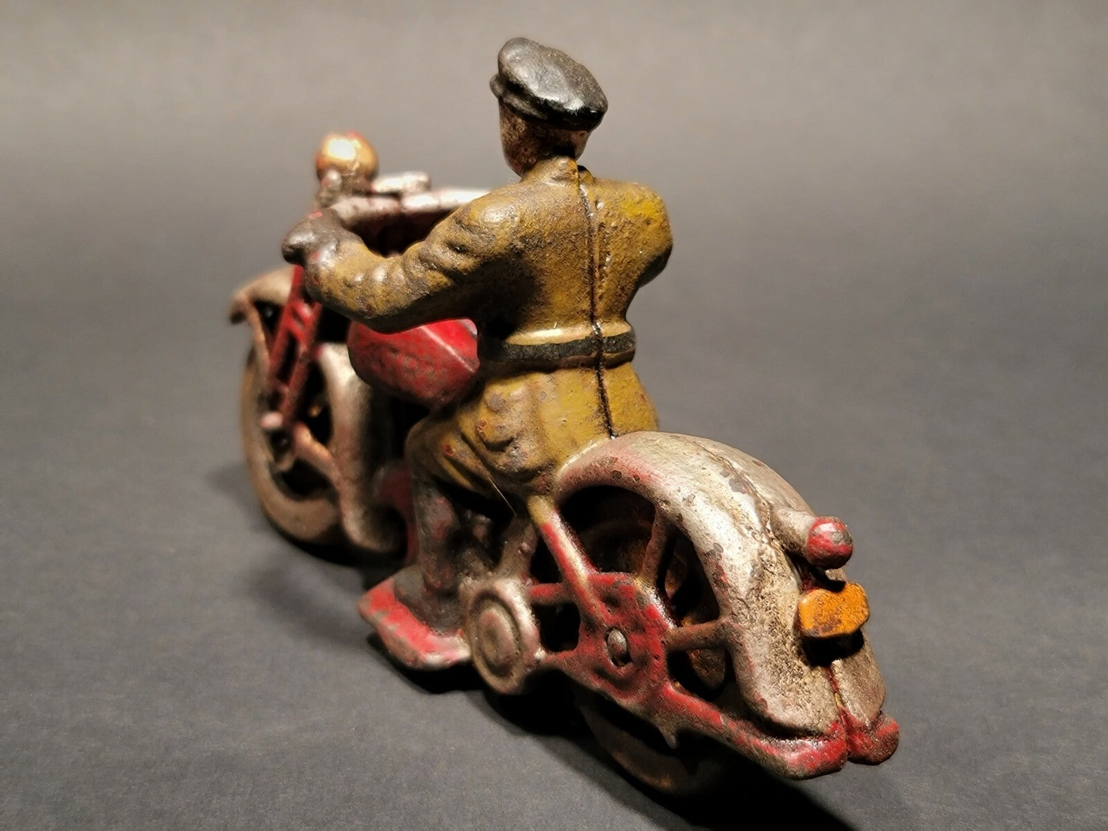 Antique Vintage Style Cast Iron Toy Motorcycle Police Patrol Rider 