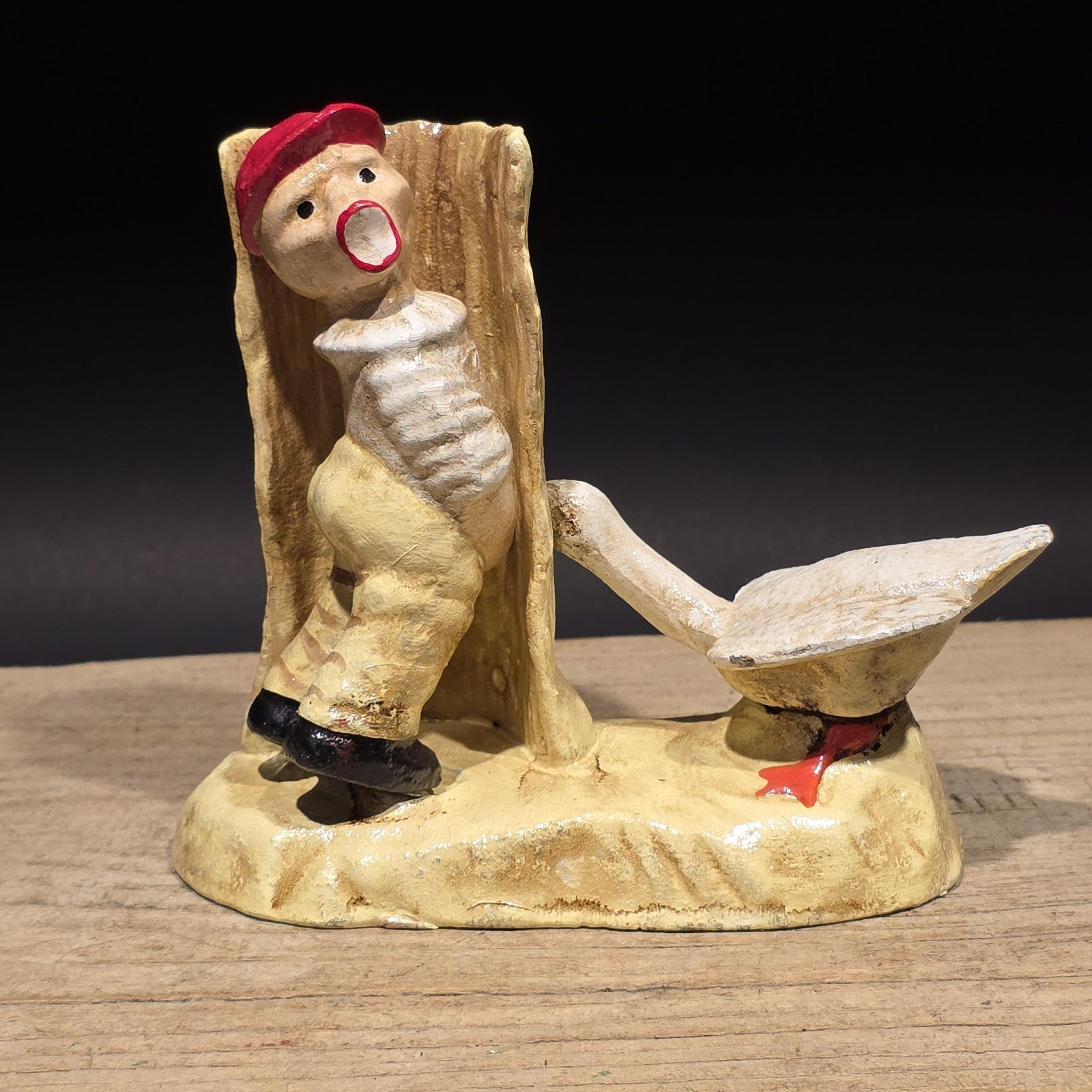 Antique Style Cast Iron Folk Art Boy & Goose Figurine