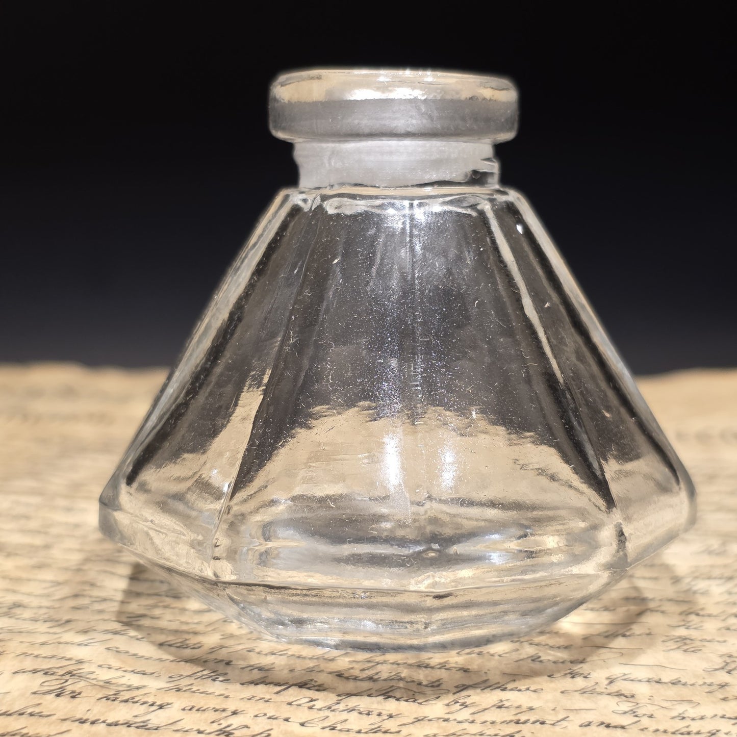 3" Antique Style Glass Inkwell Desk Ink Bottle Writing Accessory