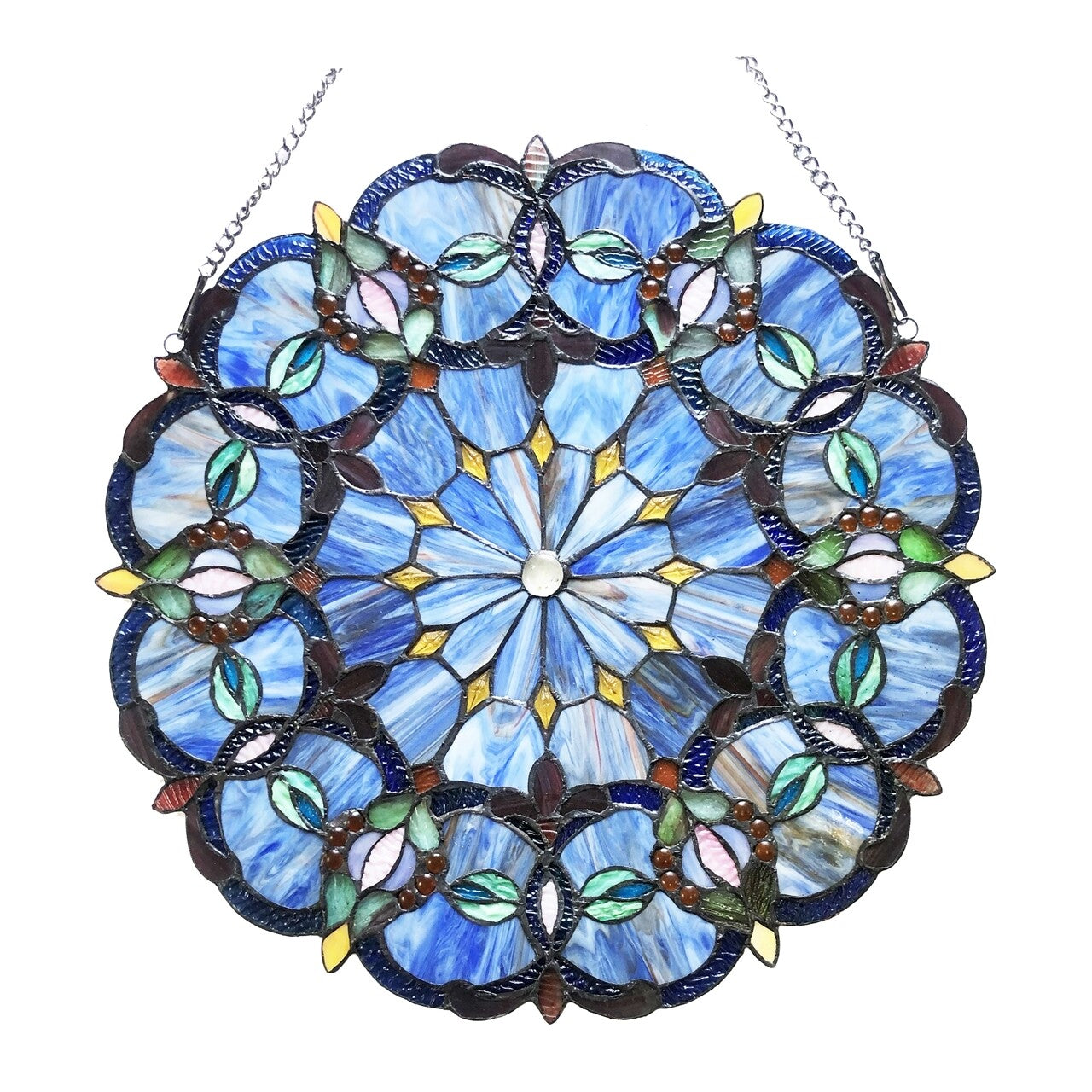 21" Round Stained Glass Window Hanging Panel Suncatcher