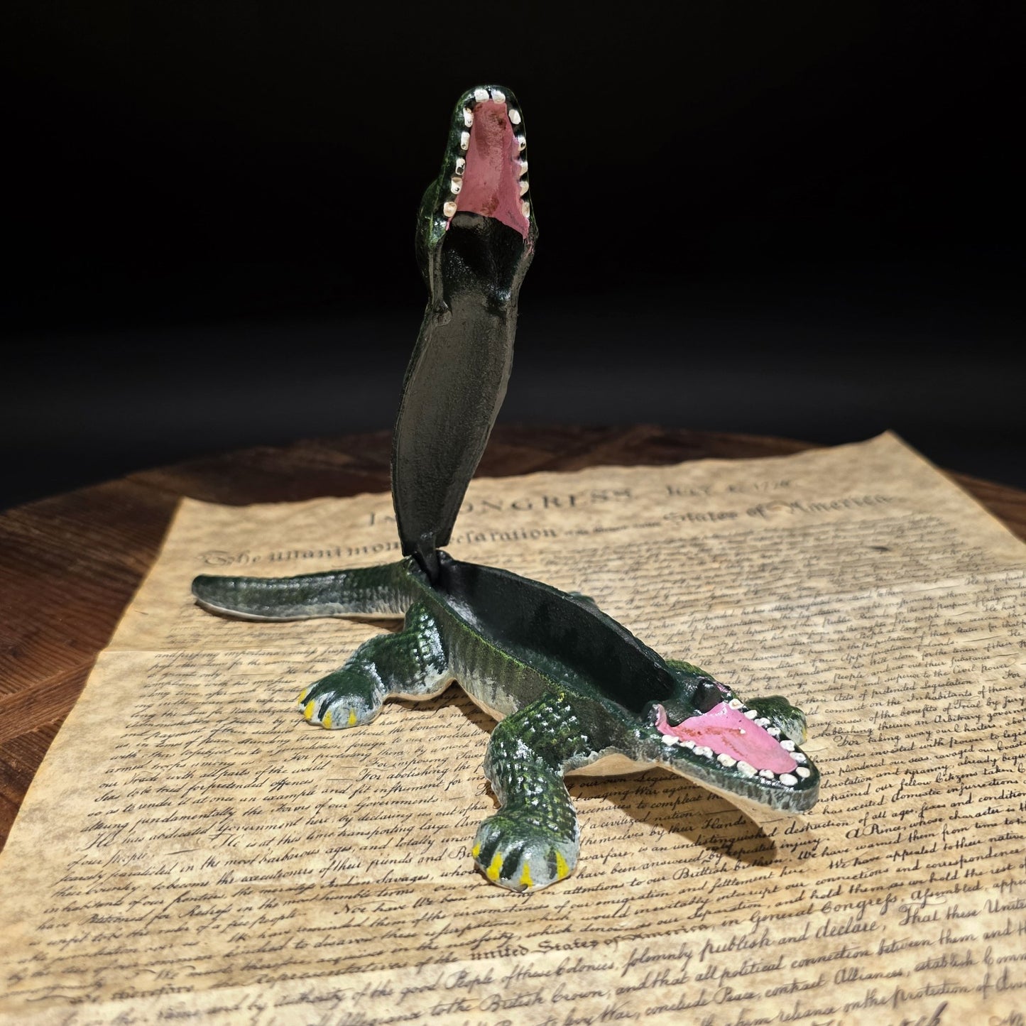 Cast Iron Alligator Box – Vintage Style Crocodile Trinket Dish Figure