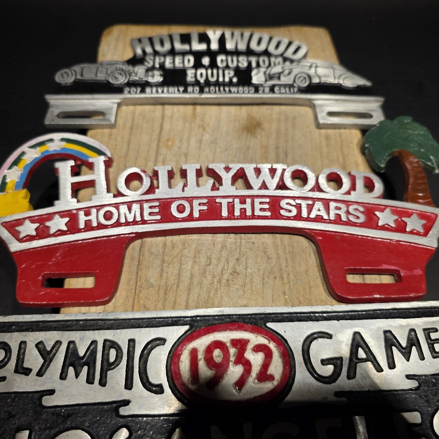 Vintage Style Aluminum Holywood License Plate Fob Topper Collection Lot