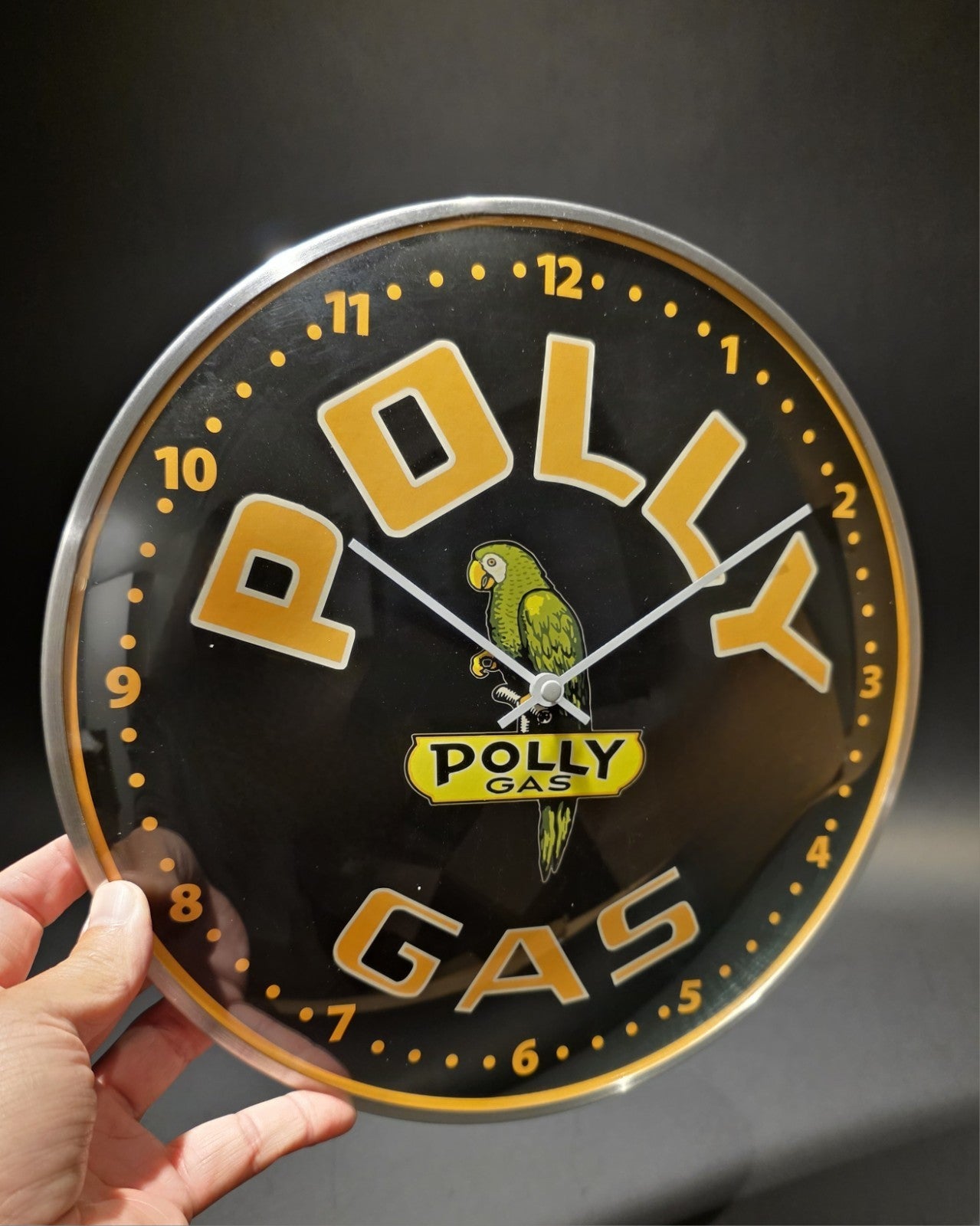 12" Antique Vintage Style Round Polly Gas Oil Wall Clock Sign