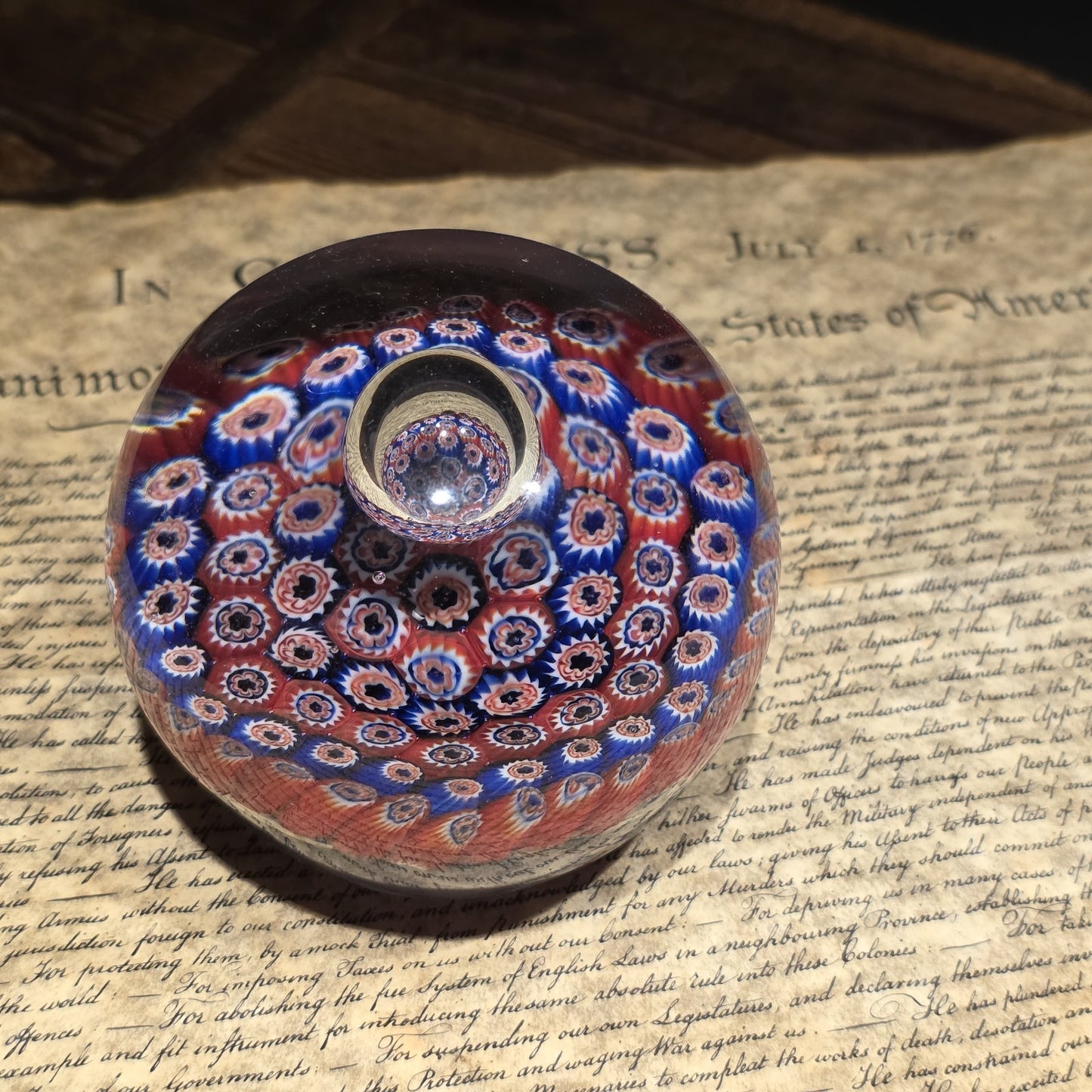 Millefiori Art Glass Paperweight – Murano Style Cane Glass Desk Weight