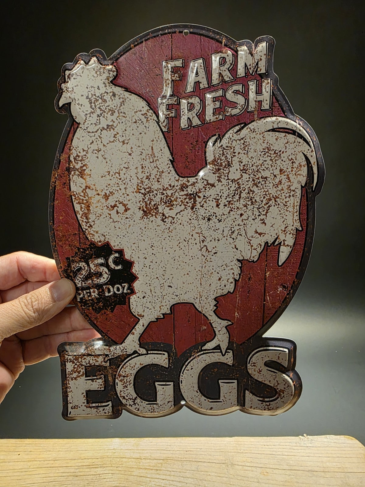 11" Metal Vintage Style Fresh Eggs Sign