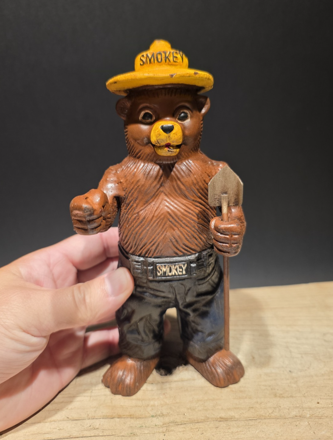 Antique Vintage Style Cast Smokey The Bear Coin Bank