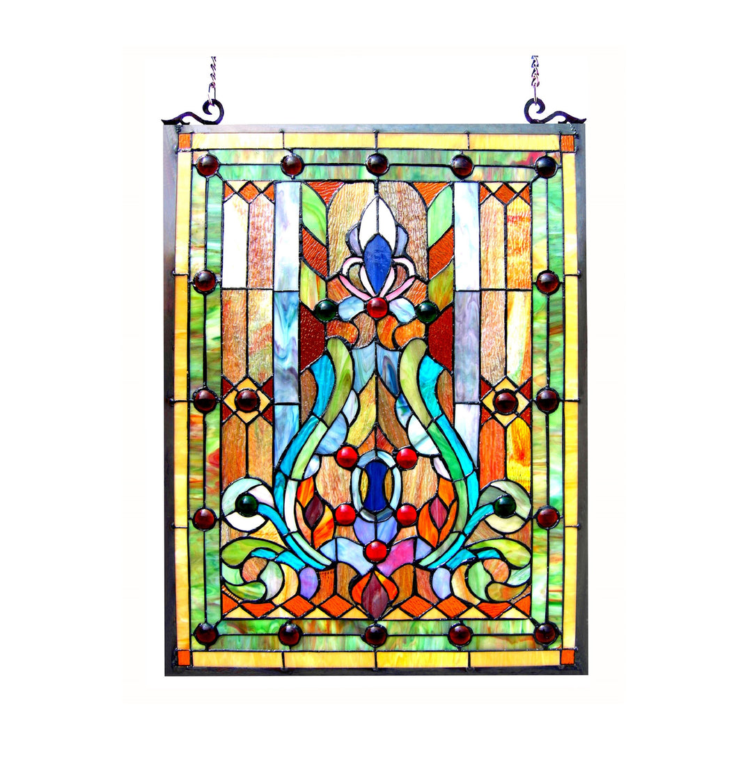 24" x 18" Victorian Stained Glass Window Panel