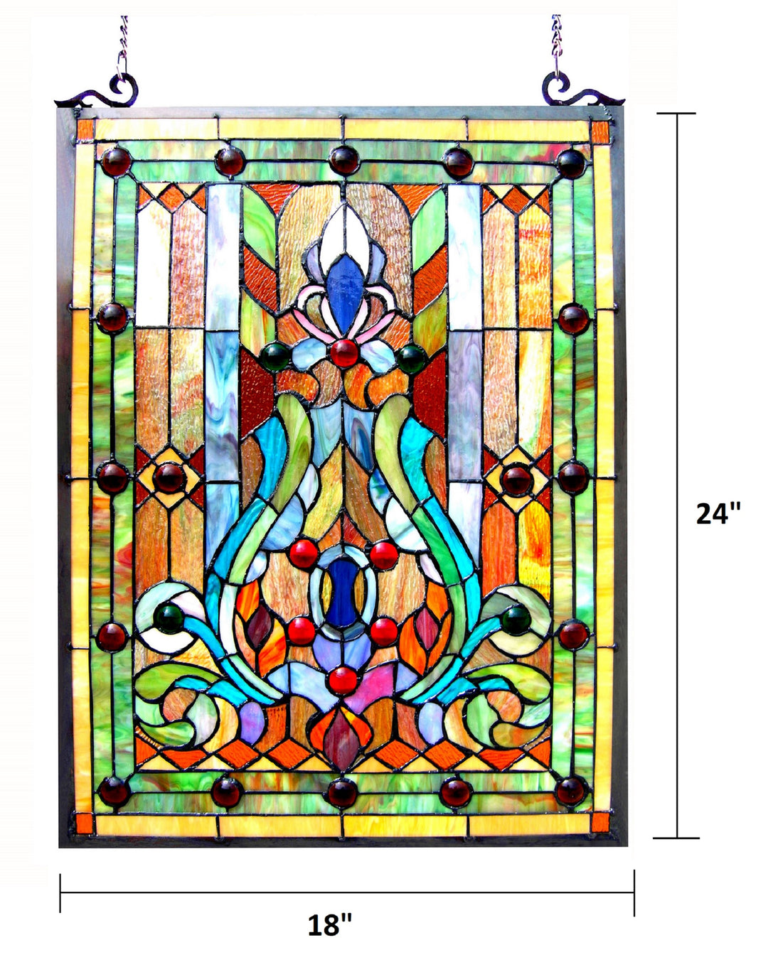 24" x 18" Victorian Stained Glass Window Panel