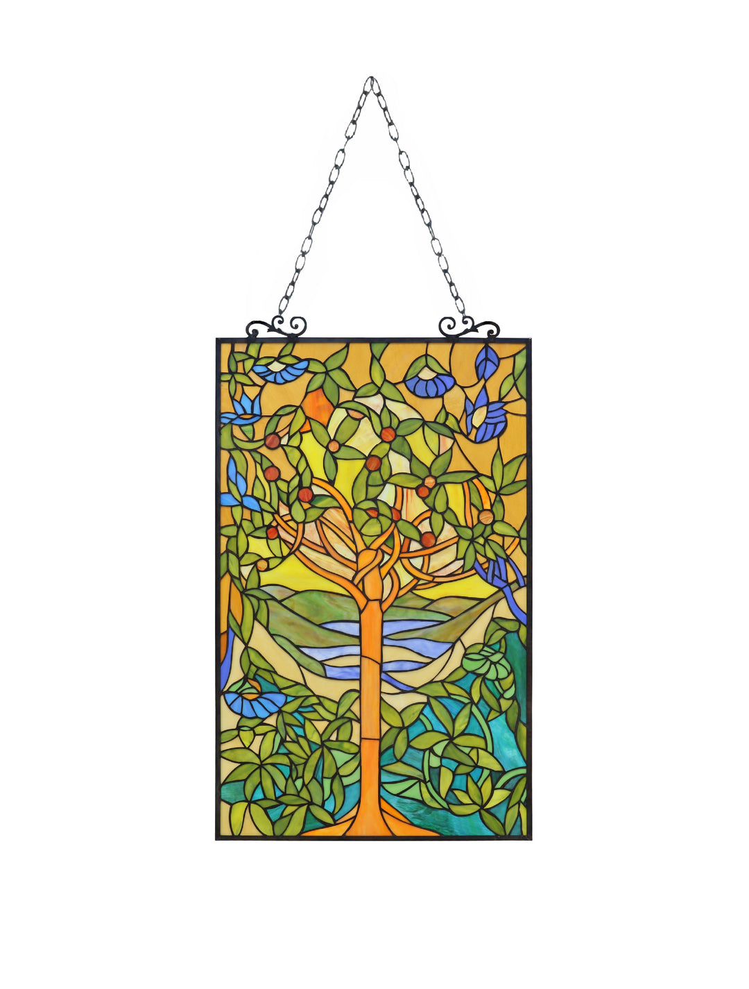 31.8" x 19.7" Tree & Foliage Stained Glass Window Panel