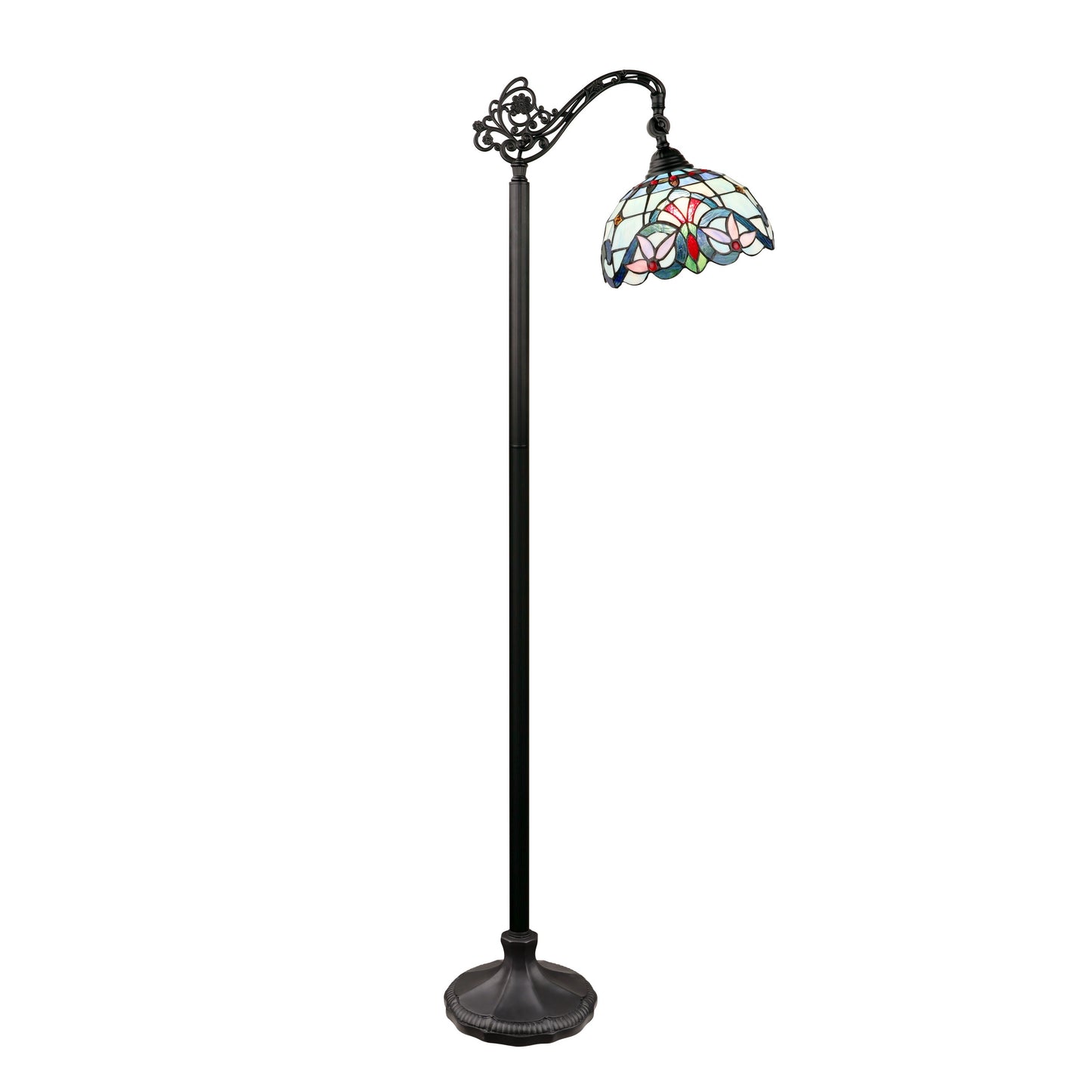 60" Antique Vintage Style Stained Glass Reading Floor Lamp