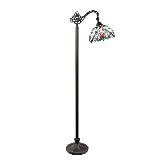60" Antique Vintage Style Stained Glass Reading Floor Lamp