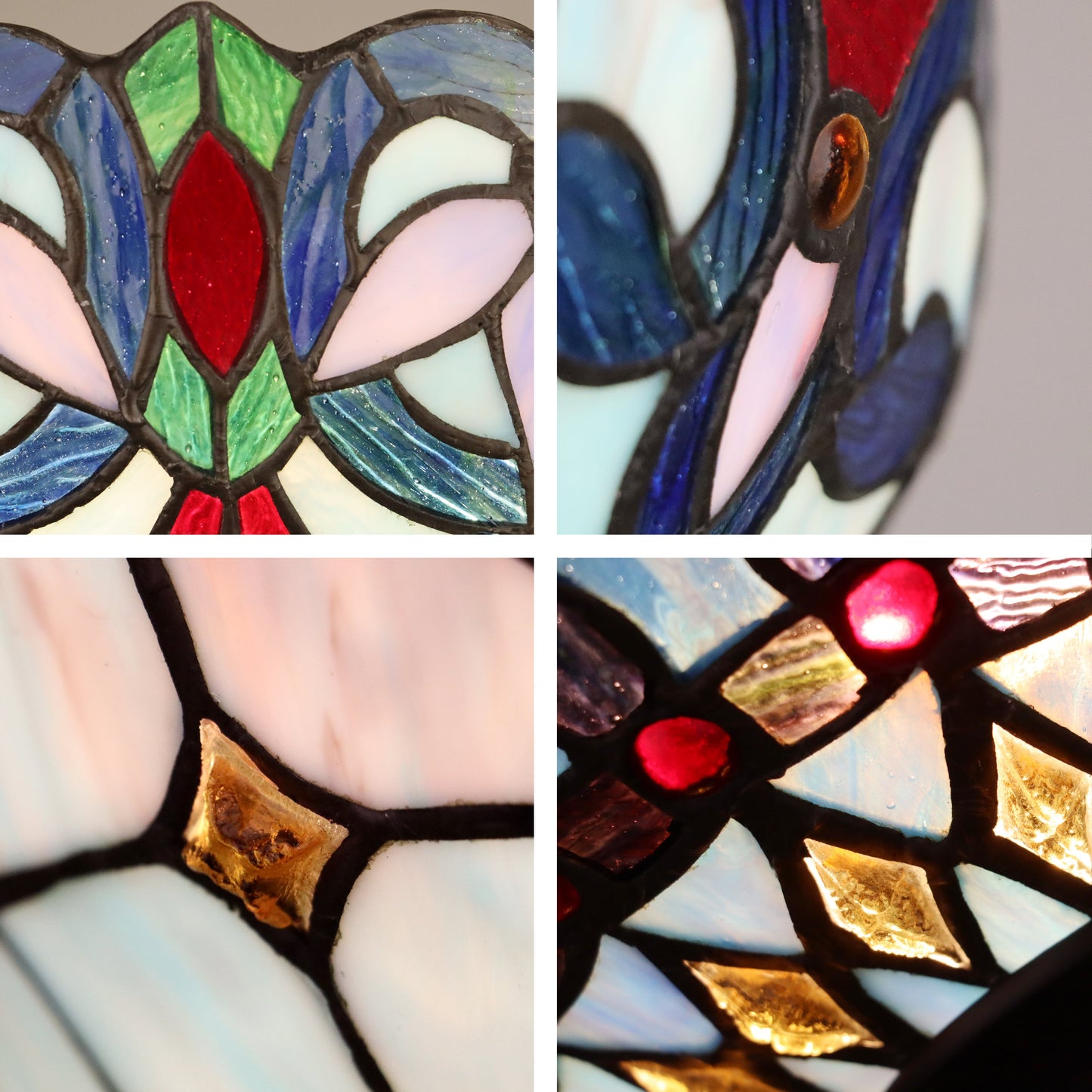 70.5" Antique Vintage Style Stained Glass Torchiere Floor Lamp