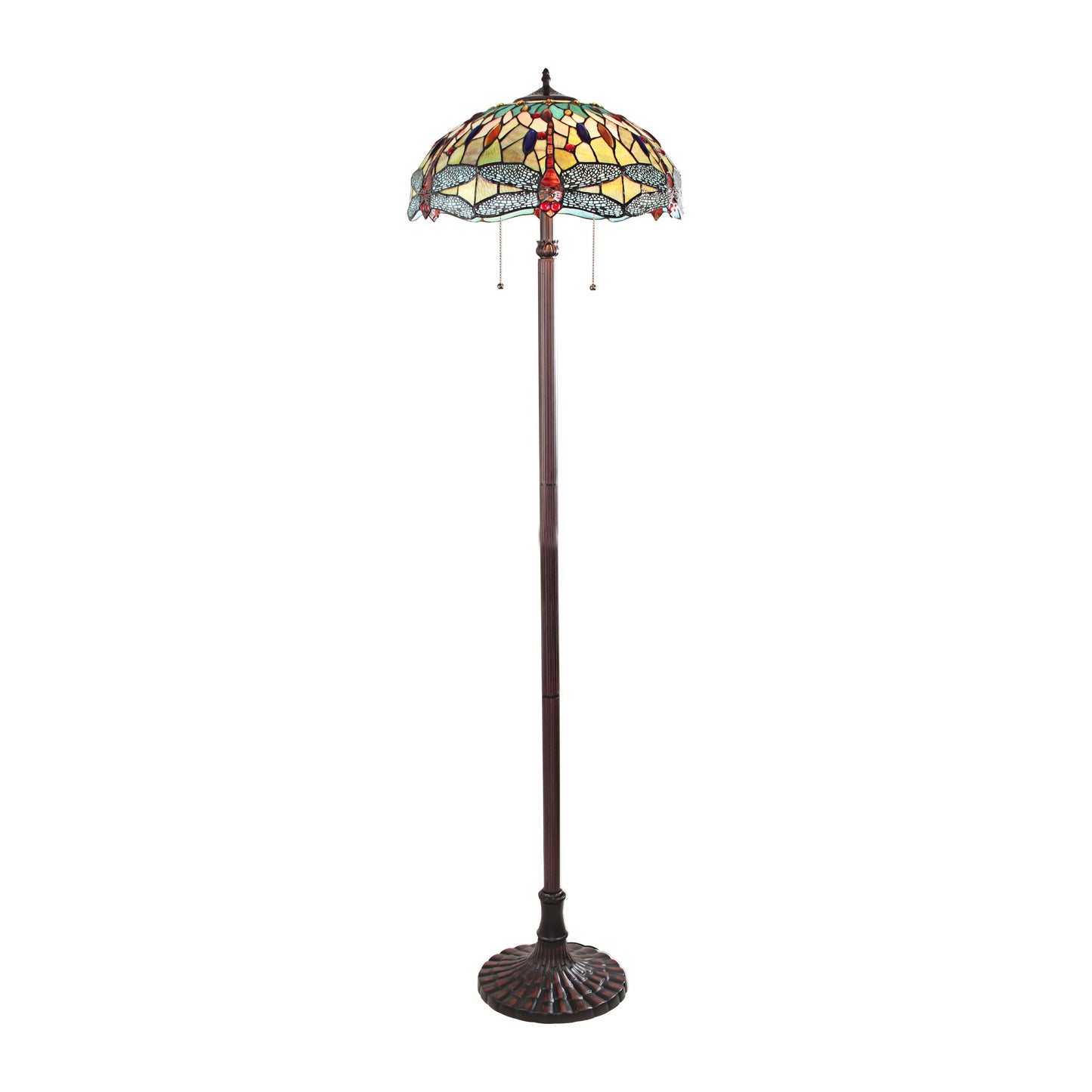 65.1" Antique Vintage Style Stained Glass Floor Lamp
