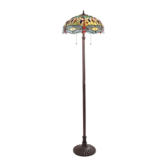 65.1" Antique Vintage Style Stained Glass Floor Lamp