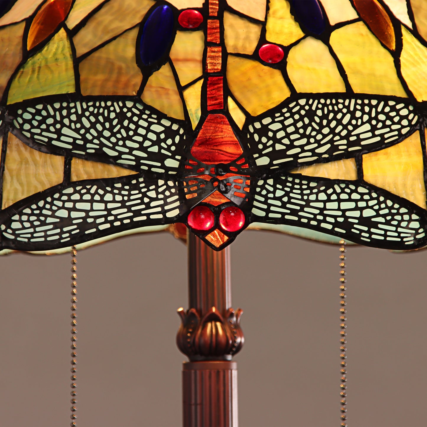 65.1" Antique Vintage Style Stained Glass Floor Lamp