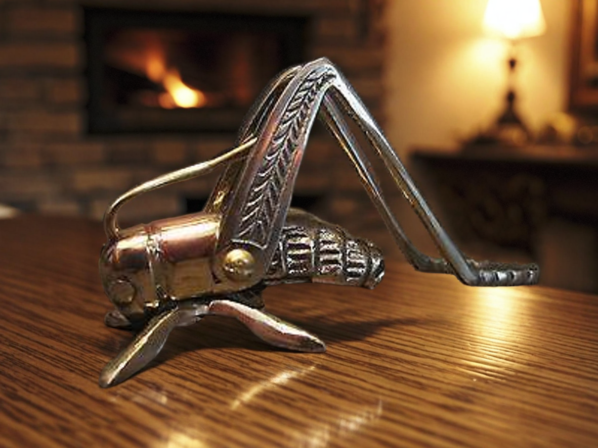 Antique Primitive Vintage Style Solid Brass Fireplace Hearth Cricket